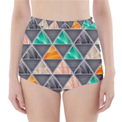 Abstract Geometric Triangle Shape High-waisted Bikini Bottoms by Nexatart