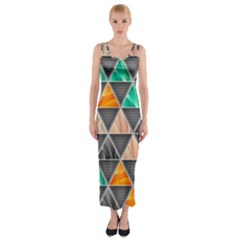 Abstract Geometric Triangle Shape Fitted Maxi Dress by Nexatart