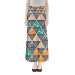 Abstract Geometric Triangle Shape Full Length Maxi Skirt