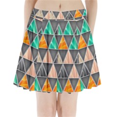 Abstract Geometric Triangle Shape Pleated Mini Skirt by Nexatart