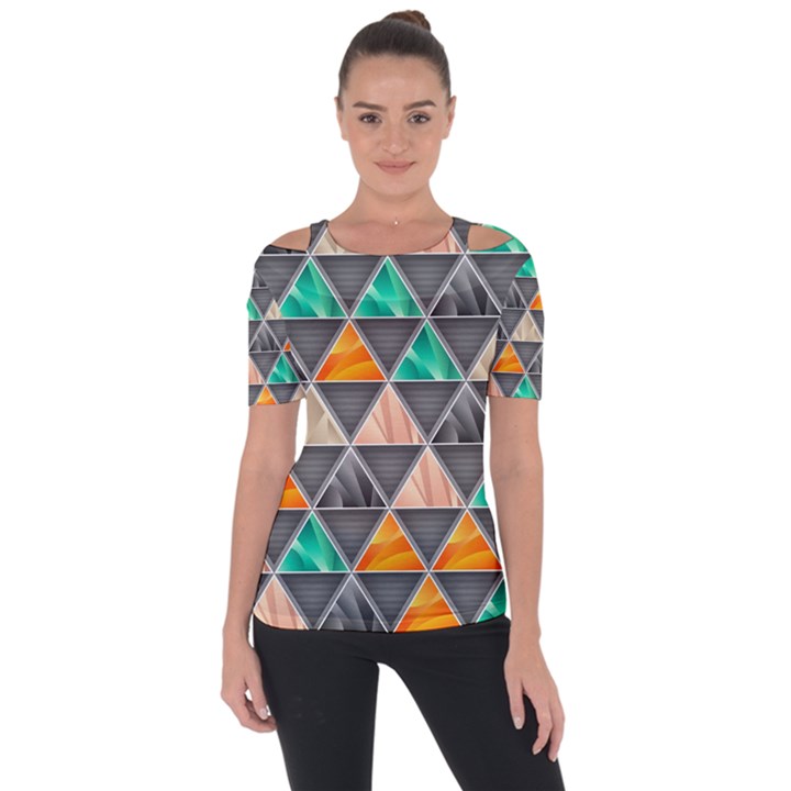 Abstract Geometric Triangle Shape Short Sleeve Top