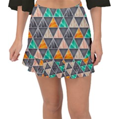 Abstract Geometric Triangle Shape Fishtail Mini Chiffon Skirt by Nexatart