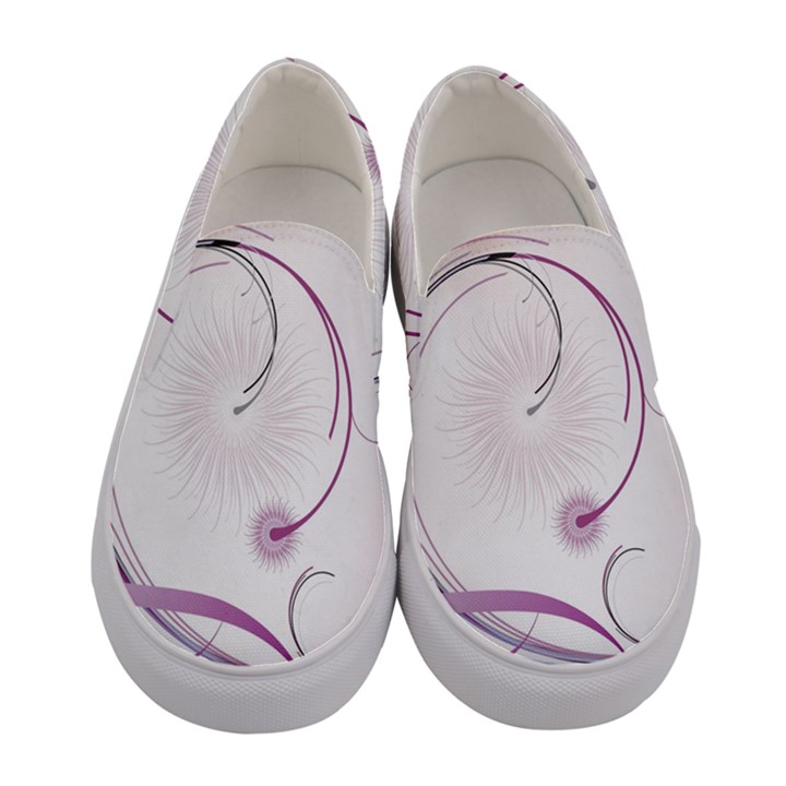 Abstract Background Flowers Women s Canvas Slip Ons