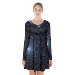 Pattern Abstract Fractal Art Long Sleeve Velvet V-neck Dress by Nexatart