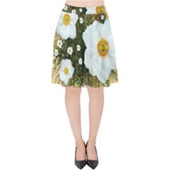 Summer Anemone Sylvestris Velvet High Waist Skirt