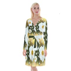 Summer Anemone Sylvestris Long Sleeve Velvet Front Wrap Dress