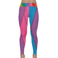 Abstract Background Colorful Strips Classic Yoga Leggings by Nexatart