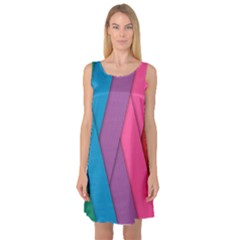 Abstract Background Colorful Strips Sleeveless Satin Nightdress