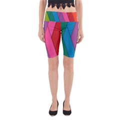 Abstract Background Colorful Strips Yoga Cropped Leggings by Nexatart