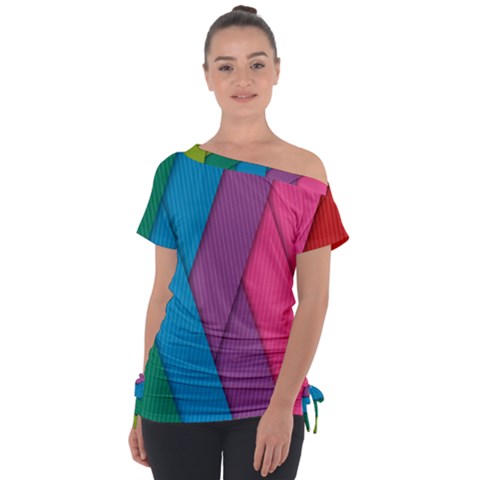 Abstract Background Colorful Strips Tie-up Tee by Nexatart