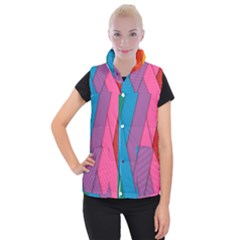 Abstract Background Colorful Strips Women s Button Up Vest by Nexatart
