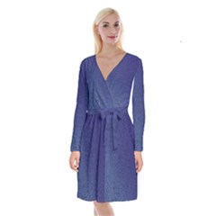Fractal Rendering Background Blue Long Sleeve Velvet Front Wrap Dress