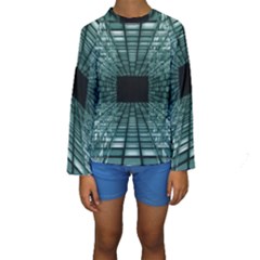 Abstract Perspective Background Kids  Long Sleeve Swimwear