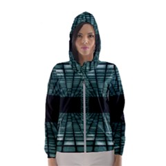 Abstract Perspective Background Hooded Windbreaker (Women)