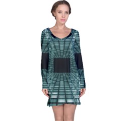 Abstract Perspective Background Long Sleeve Nightdress