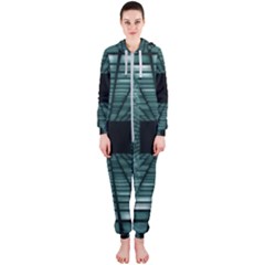 Abstract Perspective Background Hooded Jumpsuit (Ladies) 