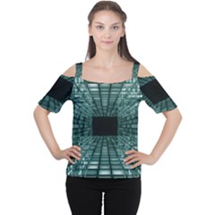 Abstract Perspective Background Cutout Shoulder Tee