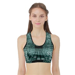Abstract Perspective Background Sports Bra with Border