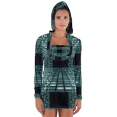 Abstract Perspective Background Long Sleeve Hooded T-shirt