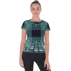 Abstract Perspective Background Short Sleeve Sports Top 