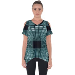 Abstract Perspective Background Cut Out Side Drop Tee