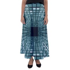 Abstract Perspective Background Flared Maxi Skirt