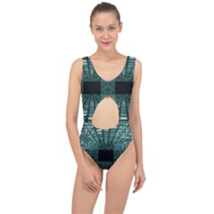 Abstract Perspective Background Center Cut Out Swimsuit
