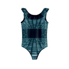 Abstract Perspective Background Kids  Frill Swimsuit