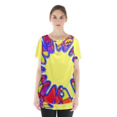 Embroidery Dab Color Spray Skirt Hem Sports Top by Nexatart