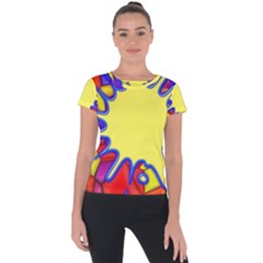 Embroidery Dab Color Spray Short Sleeve Sports Top  by Nexatart