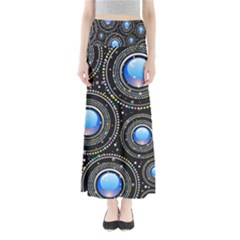 Background Abstract Glossy Blue Full Length Maxi Skirt