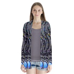 Background Abstract Glossy Blue Drape Collar Cardigan