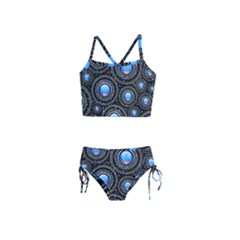 Background Abstract Glossy Blue Girls  Tankini Swimsuit by Nexatart
