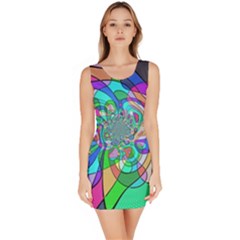 Retro Wave Background Pattern Bodycon Dress