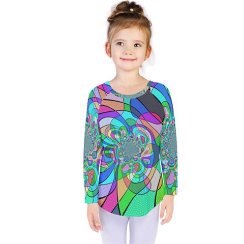 Retro Wave Background Pattern Kids  Long Sleeve Tee by Nexatart