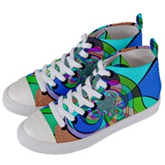 Retro Wave Background Pattern Women s Mid-top Canvas Sneakers