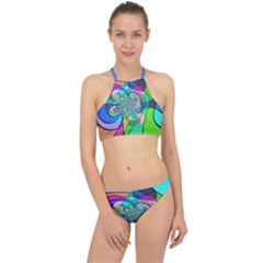 Retro Wave Background Pattern Racer Front Bikini Set by Nexatart