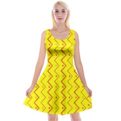 Yellow Background Abstract Reversible Velvet Sleeveless Dress