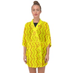 Yellow Background Abstract Half Sleeve Chiffon Kimono