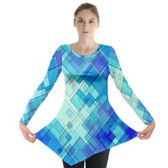 Abstract Squares Arrangement Long Sleeve Tunic 