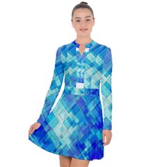Abstract Squares Arrangement Long Sleeve Panel Dress