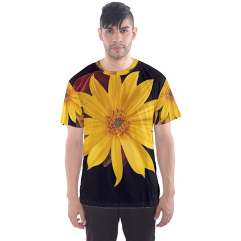 Sun Flower Blossom Bloom Particles Men s Sports Mesh Tee by Nexatart