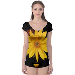 Sun Flower Blossom Bloom Particles Boyleg Leotard  by Nexatart