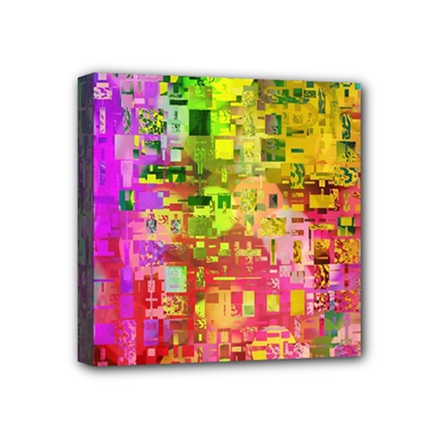 Color Abstract Artifact Pixel Mini Canvas 4  X 4  by Nexatart