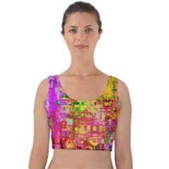 Color Abstract Artifact Pixel Velvet Crop Top