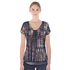 Architecture City Home Window Short Sleeve Front Detail Top by Nexatart