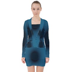 Background Spiral Abstract Pattern V-neck Bodycon Long Sleeve Dress by Nexatart