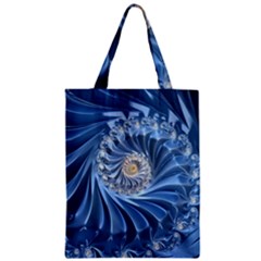 Blue Fractal Abstract Spiral Zipper Classic Tote Bag