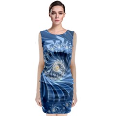 Blue Fractal Abstract Spiral Classic Sleeveless Midi Dress by Nexatart