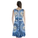 Blue Fractal Abstract Spiral Sleeveless Waist Tie Chiffon Dress View2